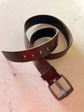 Diesel Brown Leather Belt with Silver Buckle